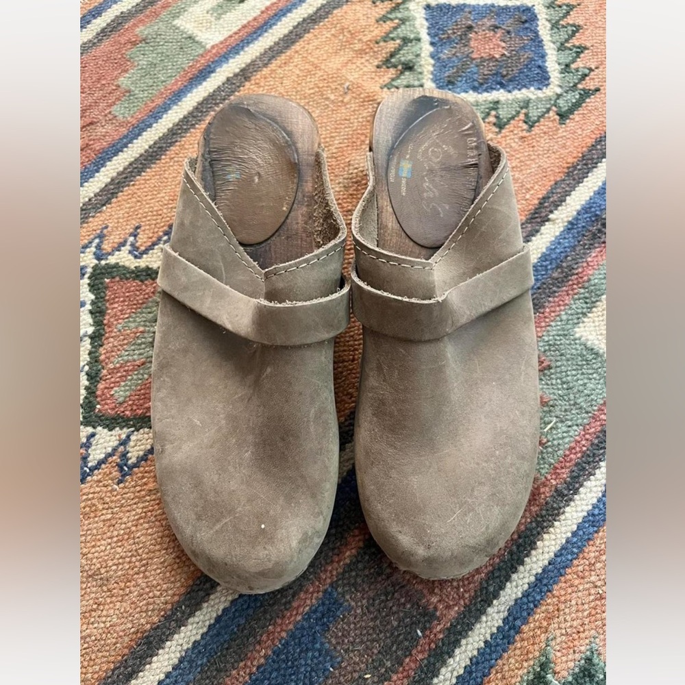 Lotta from Stockholm Classic Swedish Clogs - Taupe Oiled Nubuck
